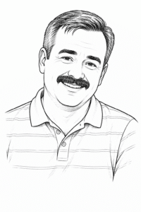 illustrated dad smiling with teeth